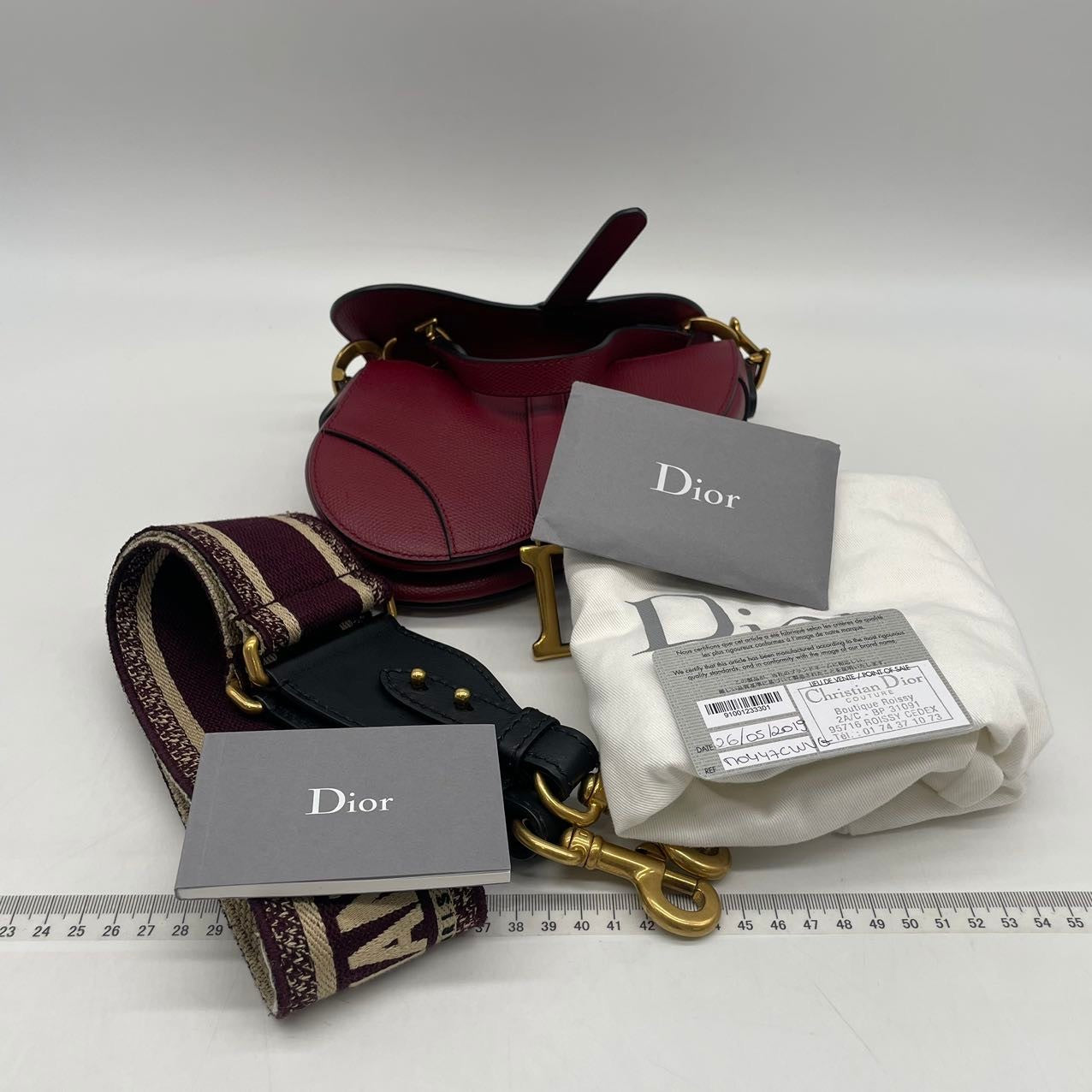 Dior Saddle Bag Grain Size With Strap Leather Red Travel Bag