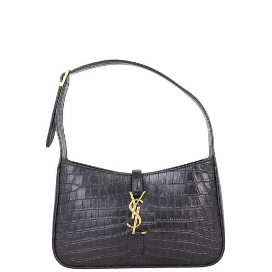 YSL Saint Laurent Le Hobo Croc Embossed Shoulder Bag