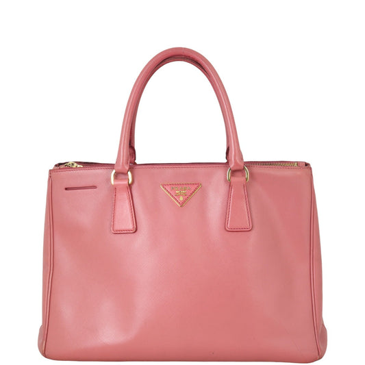 Prada Tote Bag Lux Galleria Double Tote 18 Saffiano Pink Medium