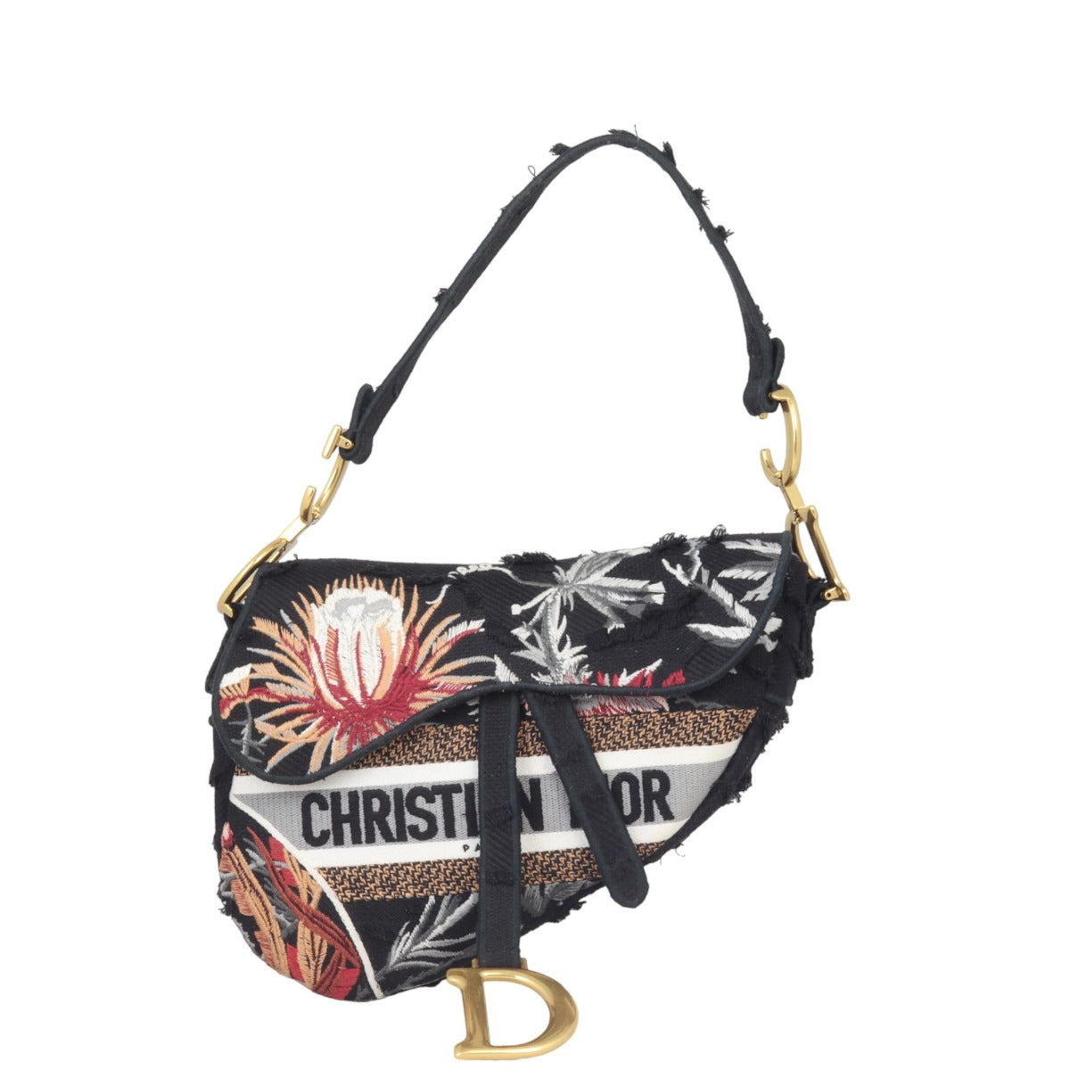 Dior Handbag Saddle Bag Camouflage Flowers Canvas Embroidered