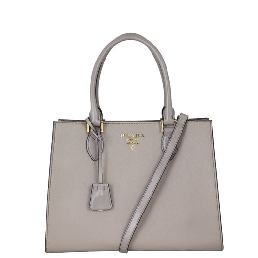 Prada Tote Bag Cuir City Calf Two Way Tote Saffiano Gray