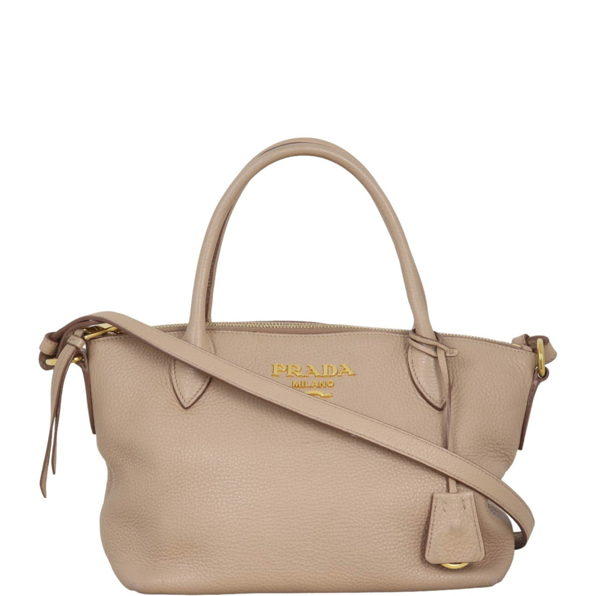 Prada Vitello Daino Zip Tote Handbag Small Tote Bag