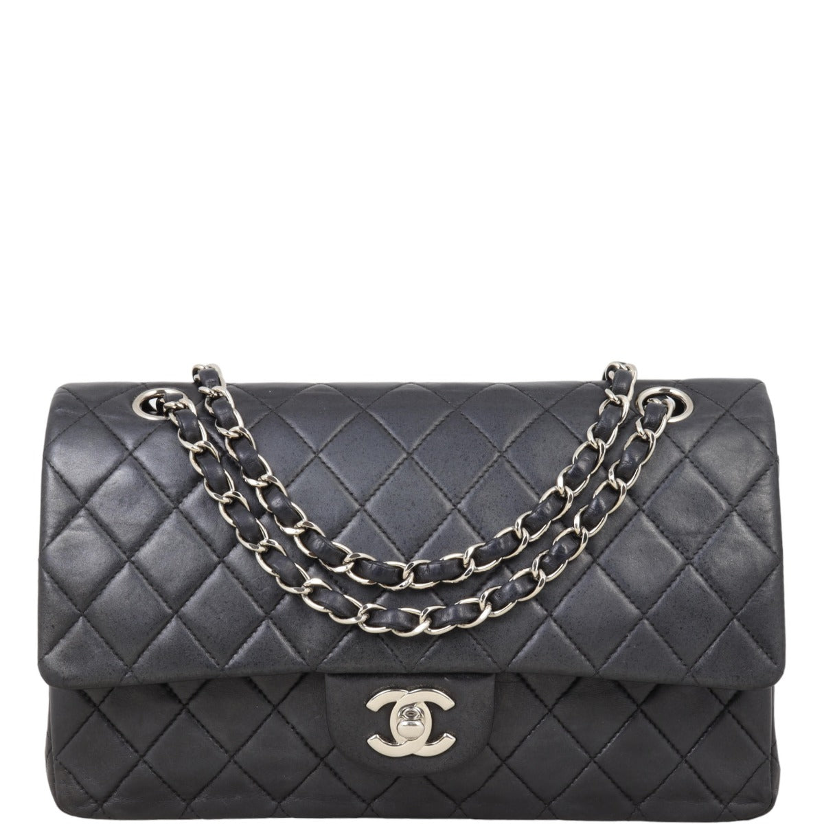 Chanel Classic Double Flap Hardware Handbag Black Silver