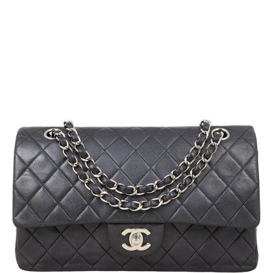 Chanel Classic Double Flap Hardware Handbag Black Silver