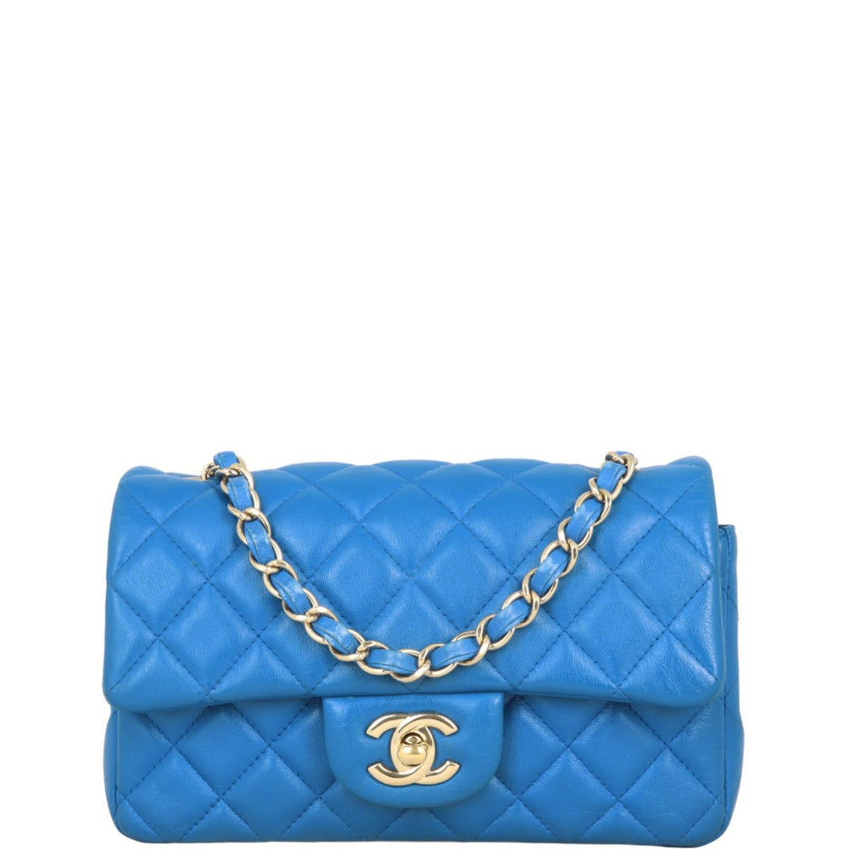 Chanel Classic Flap Rectangular Bag Bright Blue Mini Bag