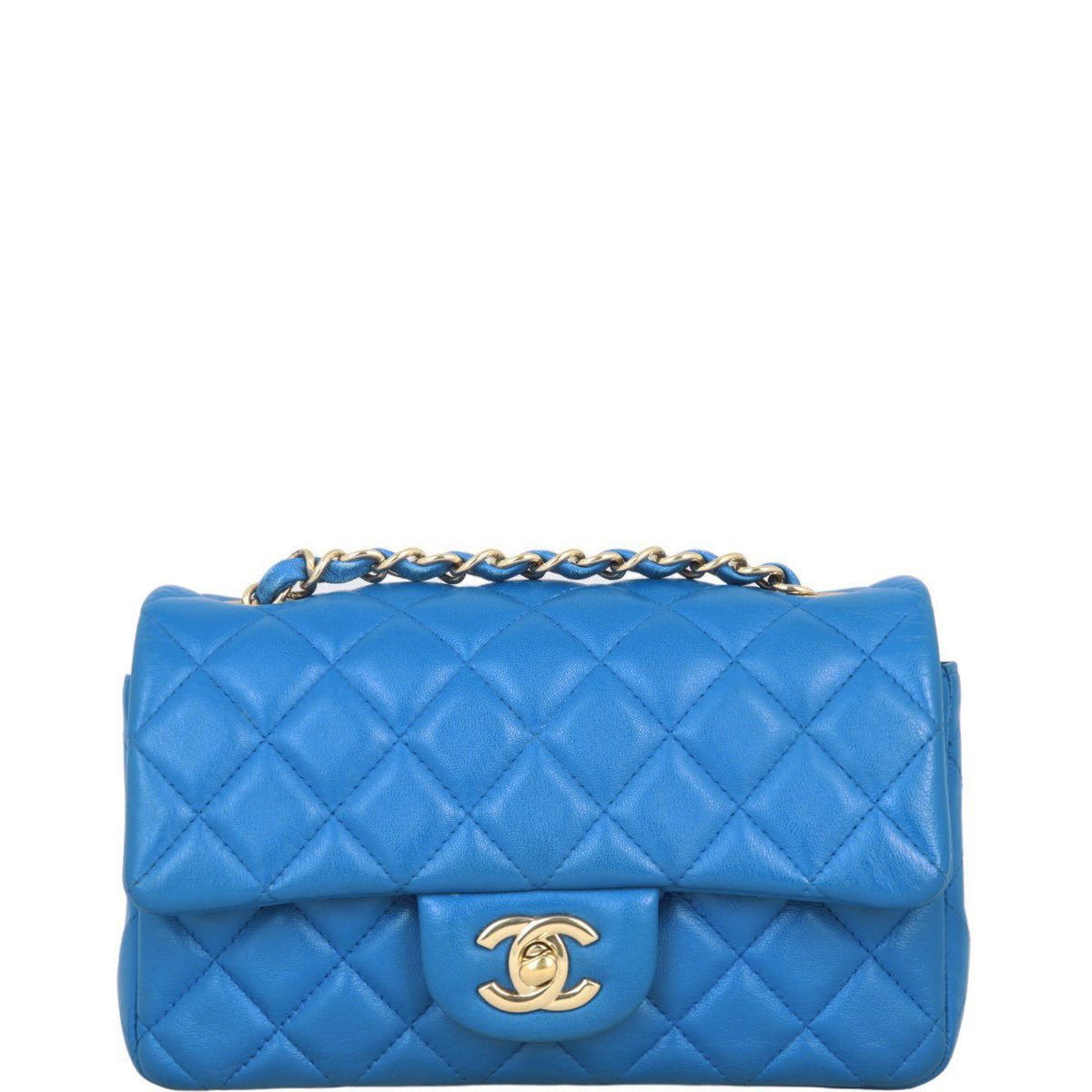 Chanel Classic Flap Rectangular Bag Bright Blue Mini Bag