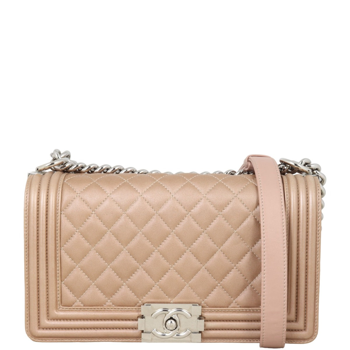 Chanel Boy Old Handbag Brown Medium