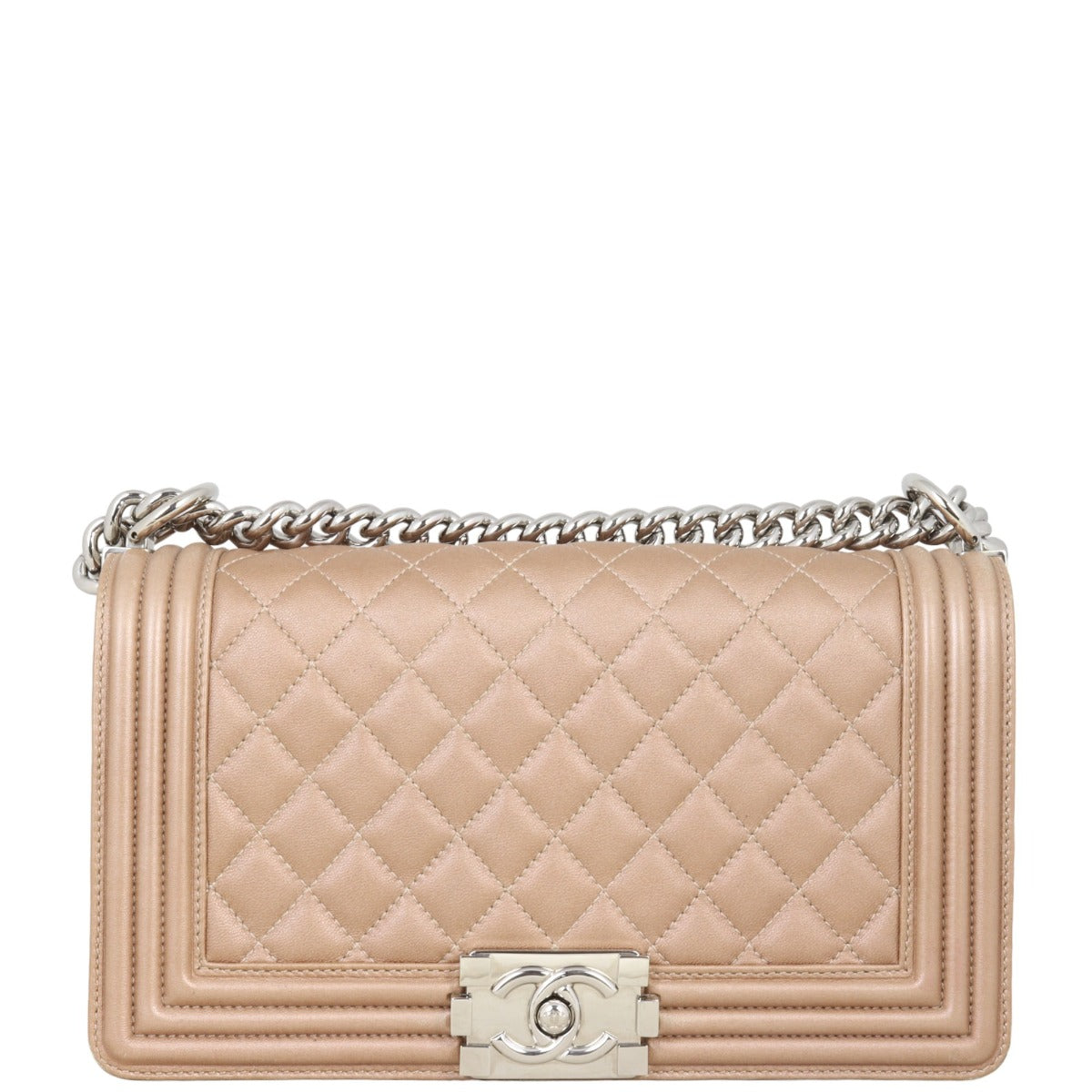 Chanel Boy Old Handbag Brown Medium