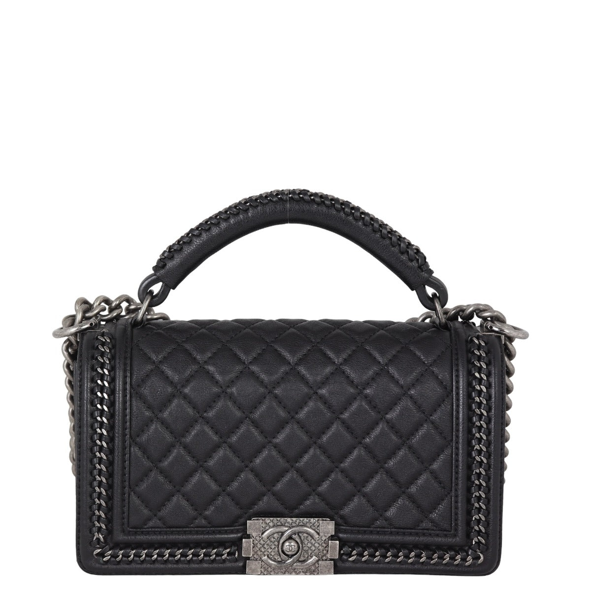 Chanel Boy Paris-Rome Top Handle Old Black Medium Handbag