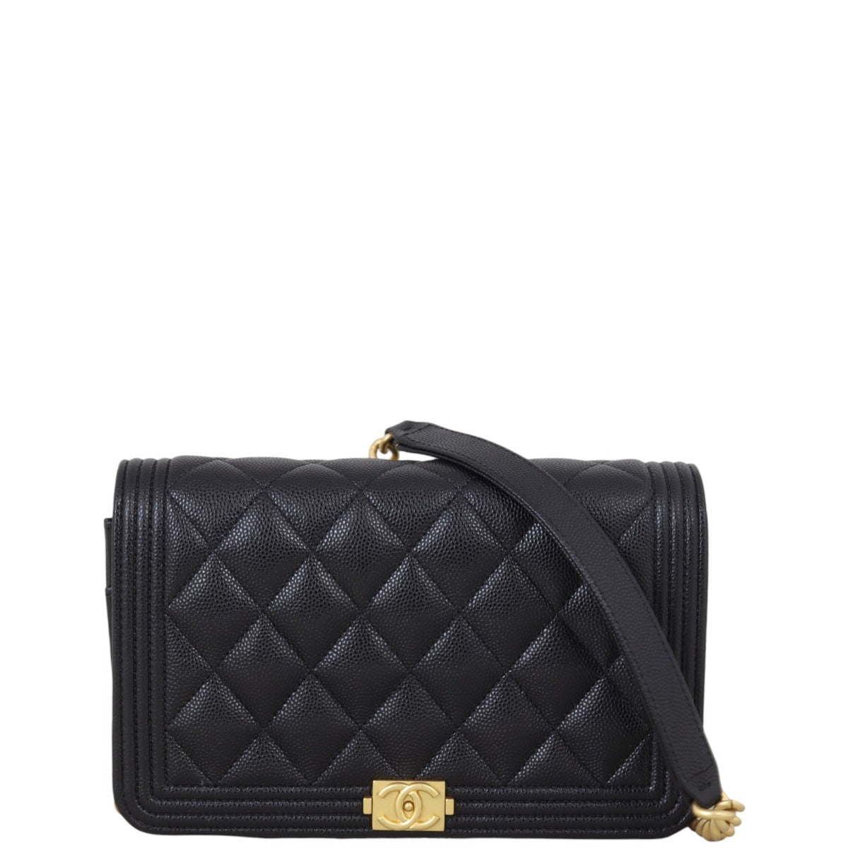 Chanel Boy Wallet on Handbag Black Chain