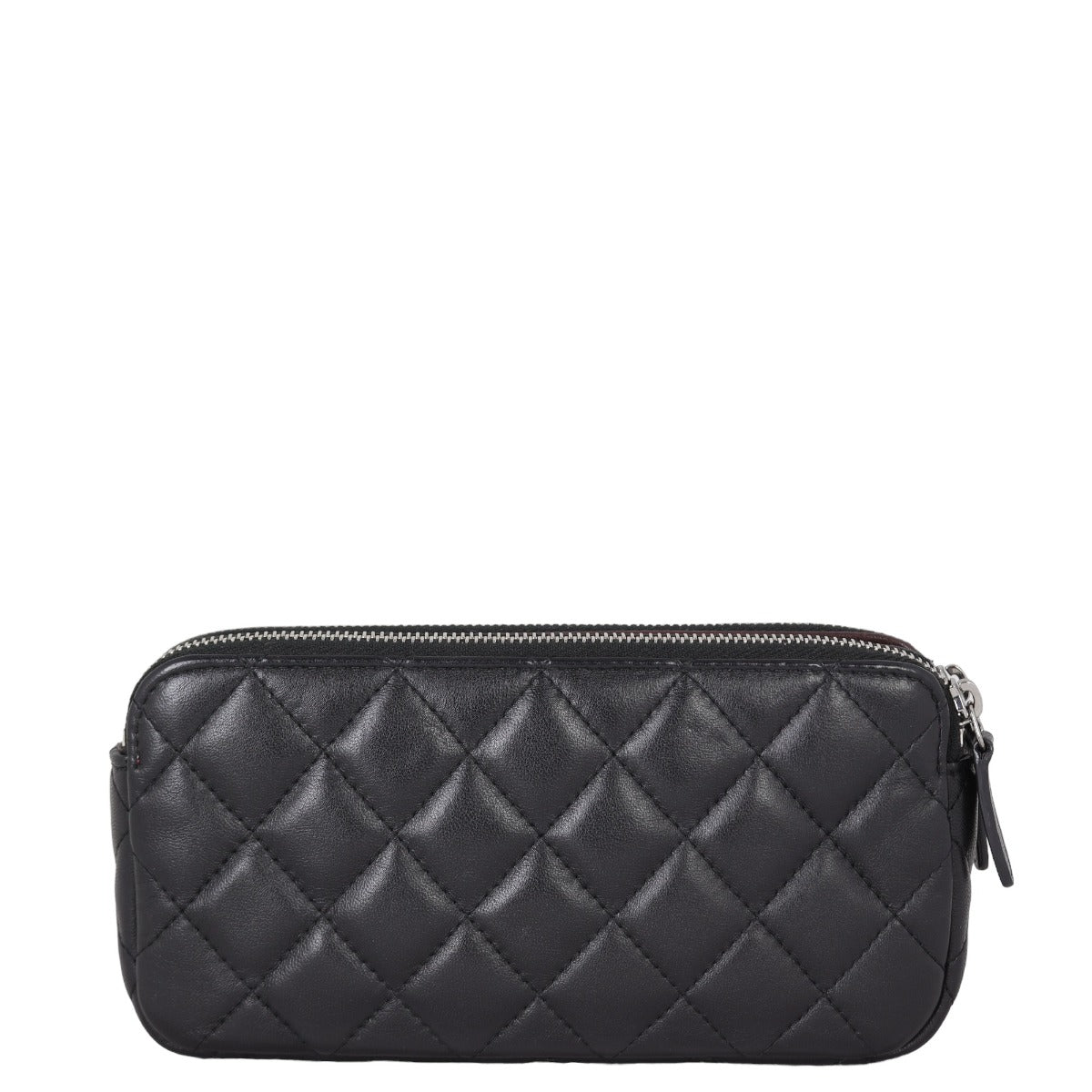 Chanel CC Double Zip Clutch with Lambskin Black Chain Clutch Bag