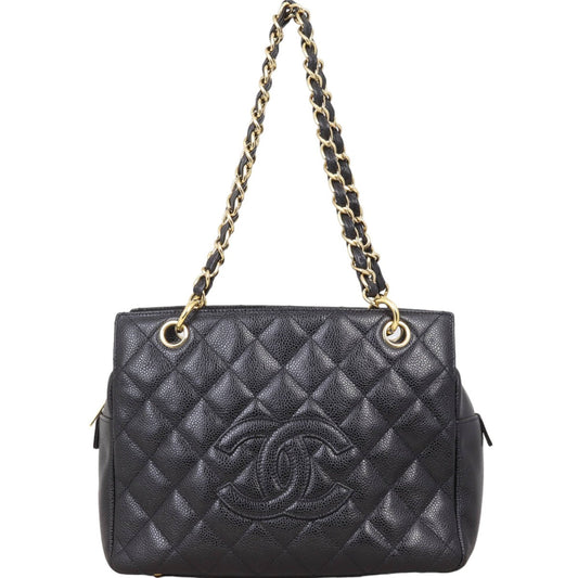 Chanel Petite Timeless Shopping Tote Caviar Black Tote Bag
