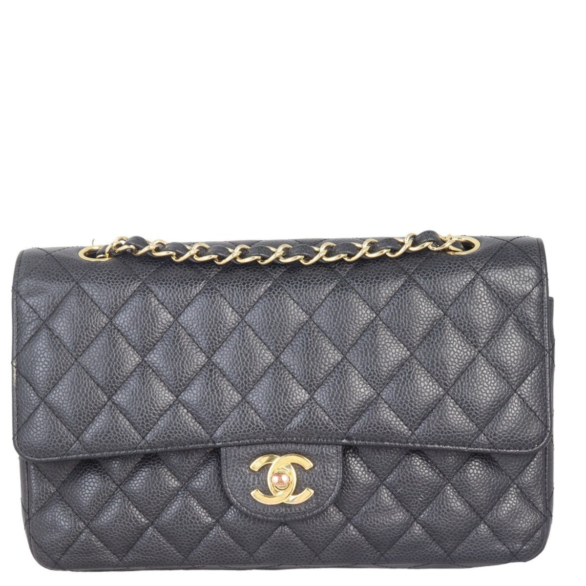 Chanel Classic Double 12 Series Handbag Black Medium
