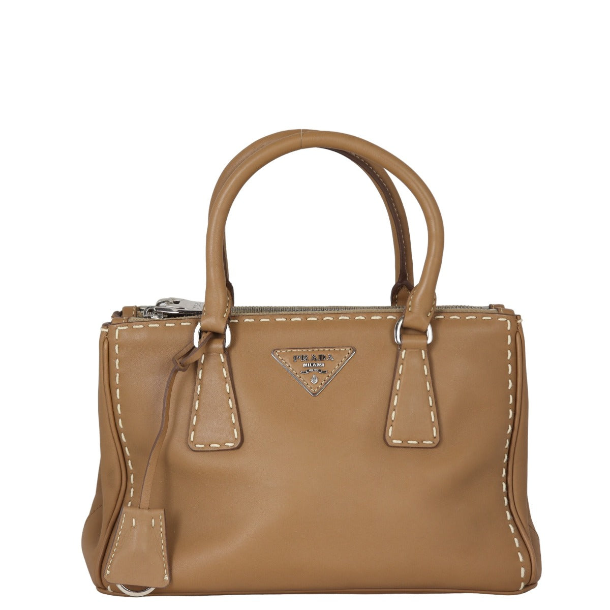 Prada City Calf Galleria Double Zip Tote Handbag Mini Tote Bag