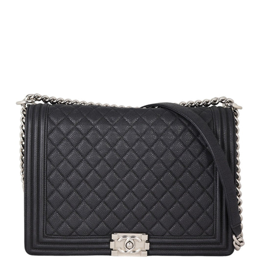 Chanel Boy Hardware Handbag Silver Large