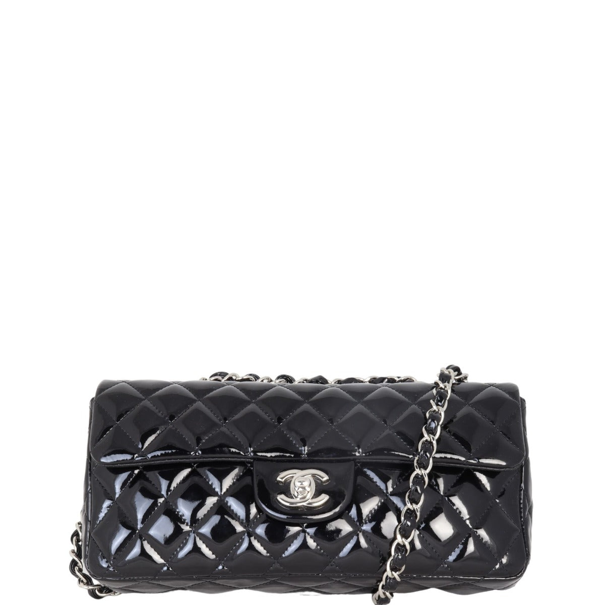 Chanel East West Bag Patent Flap Handbag