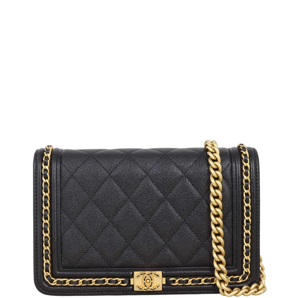 Chanel Around Boy Wallet on Handbag Black Chain