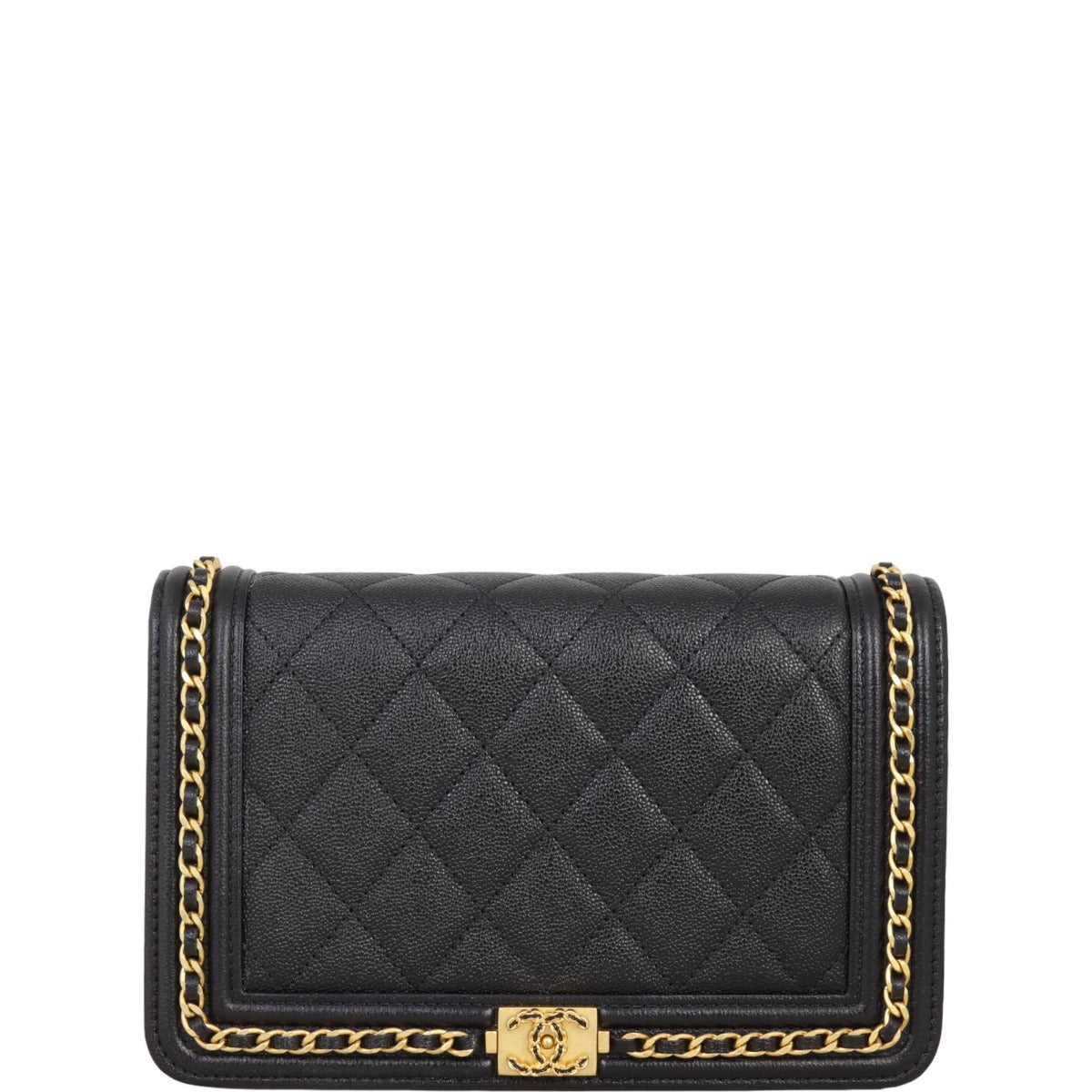 Chanel Around Boy Wallet on Handbag Black Chain
