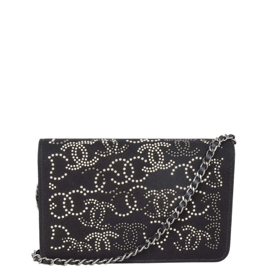 Chanel Paris-Shanghai Wallet on Studded Handbag Canvas Chain