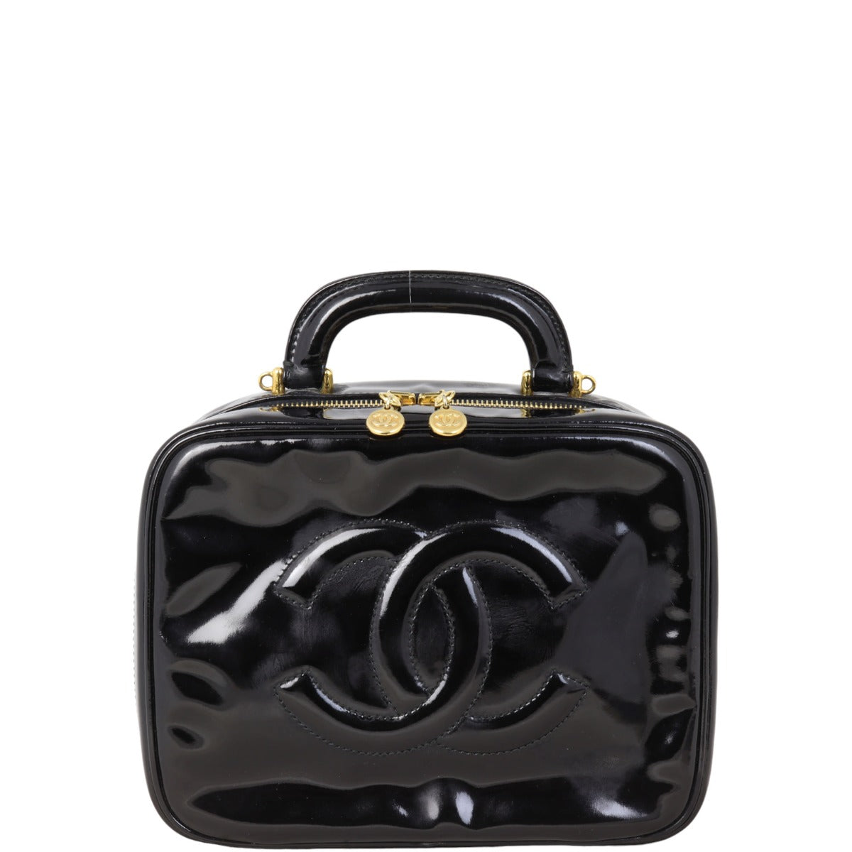 Chanel Timeless Double Zip Vanity Case Patent Handbag