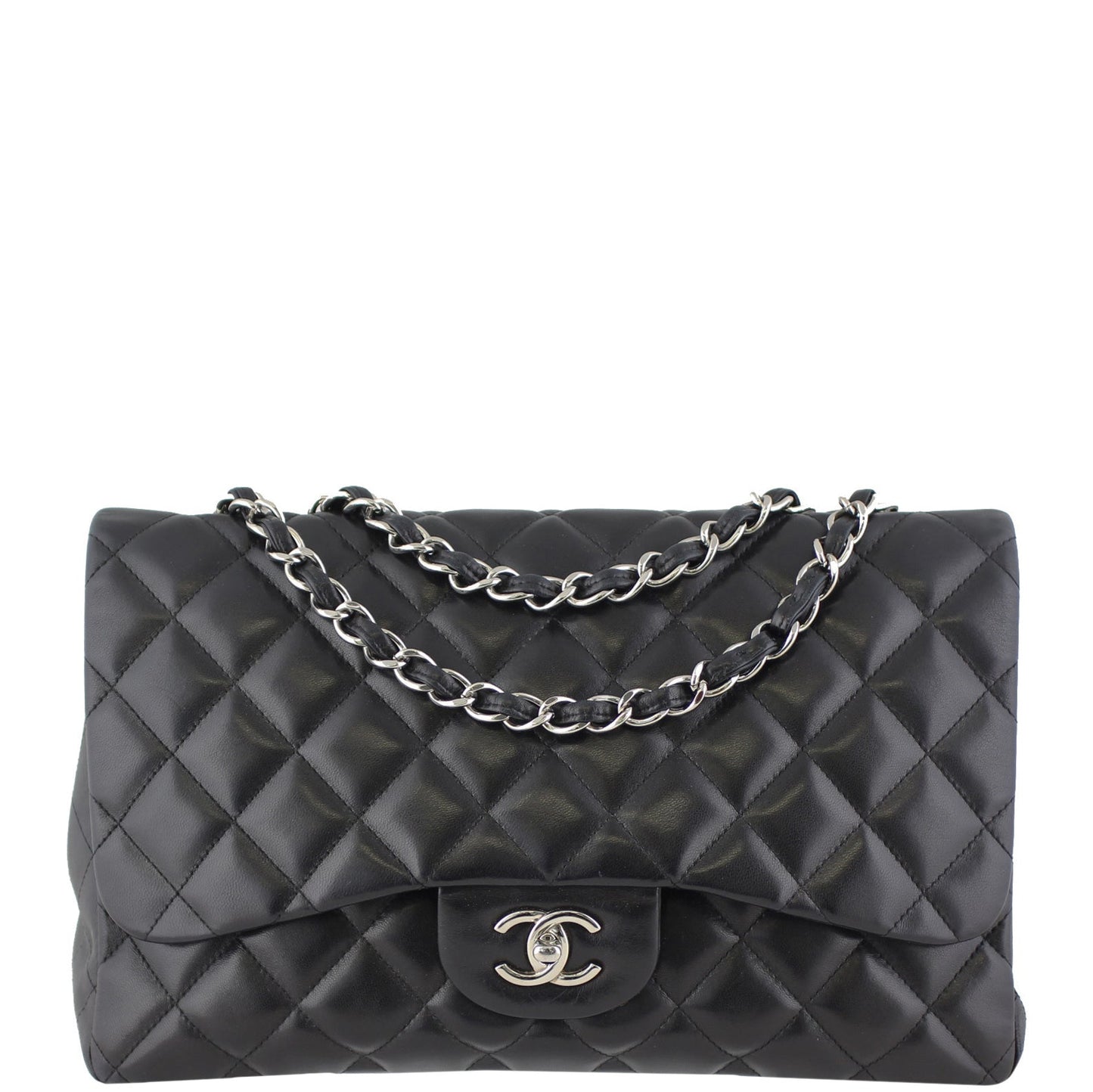 Chanel Classic Single Jumbo Lambskin 13 Series Handbag Black Flap