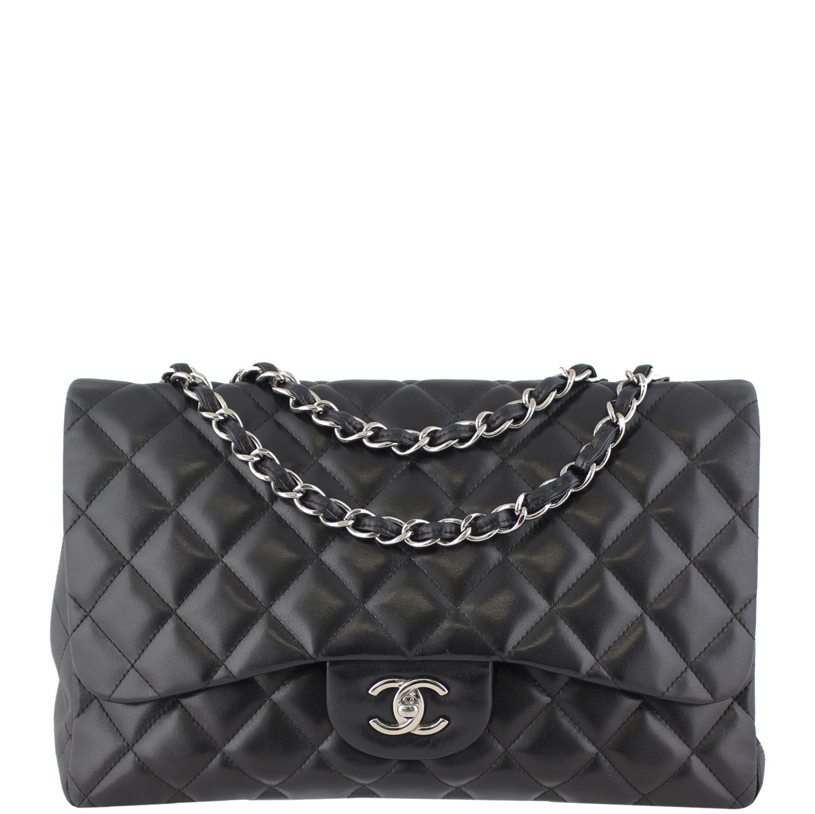 Chanel Classic Single Jumbo Lambskin 13 Series Handbag Black Flap