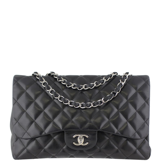 Chanel Classic Single Jumbo Lambskin 13 Series Handbag Black Flap