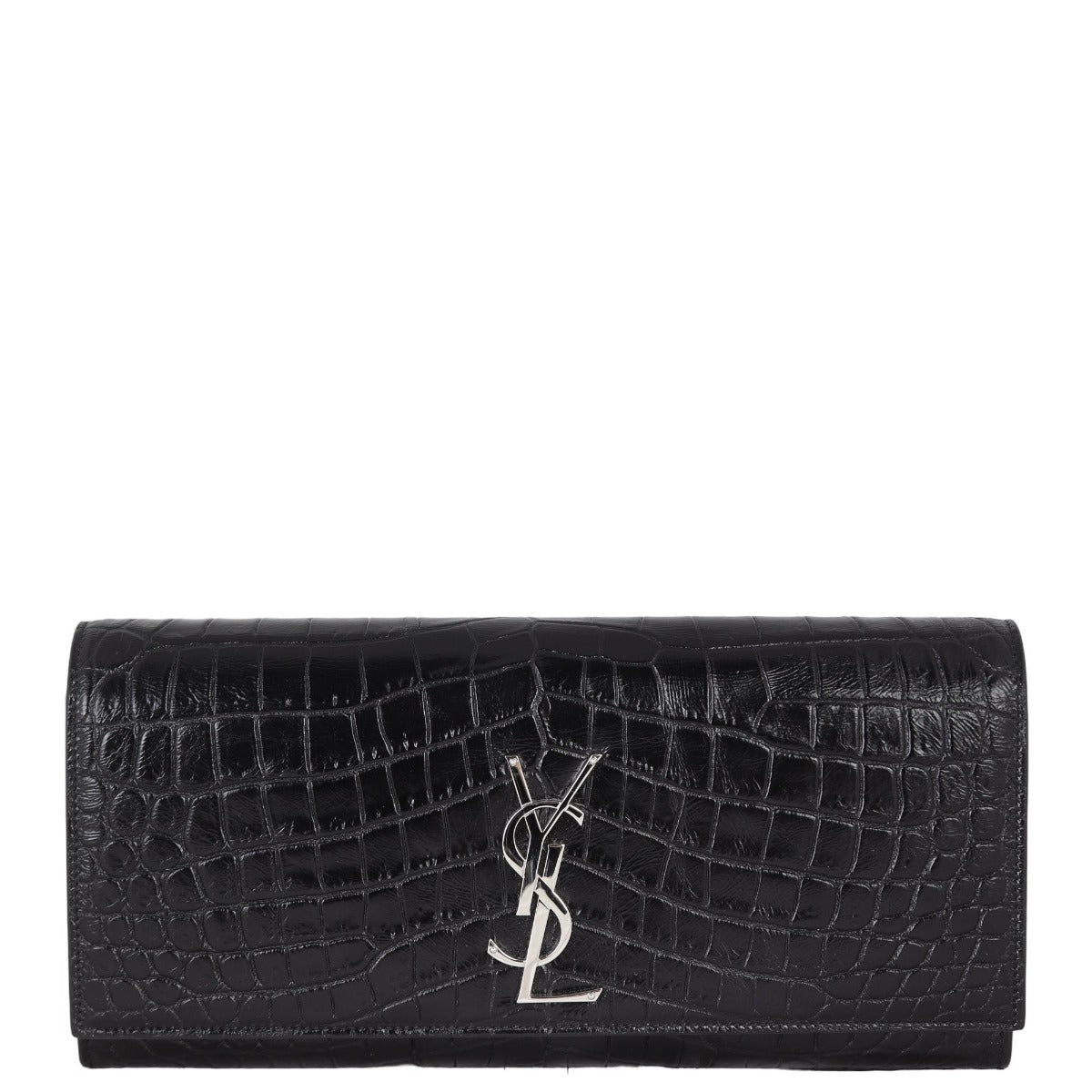 YSL Saint Laurent Kate Clutch Croc Embossed Monogram Clutch Bag