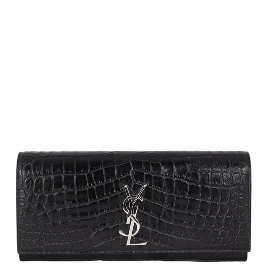 YSL Saint Laurent Kate Clutch Croc Embossed Monogram Clutch Bag