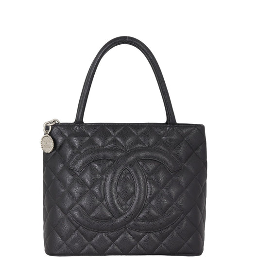 Chanel Medallion Tote Zip Silver Tote Bag
