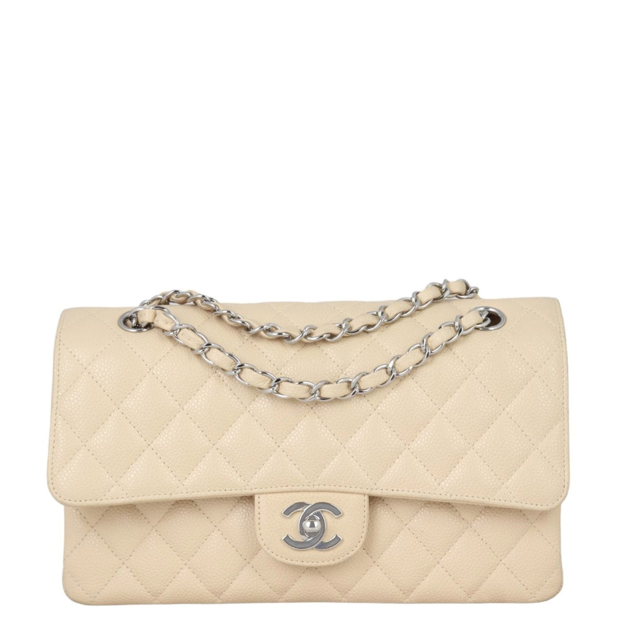 Chanel Classic Double 12 Series Handbag Beige Medium