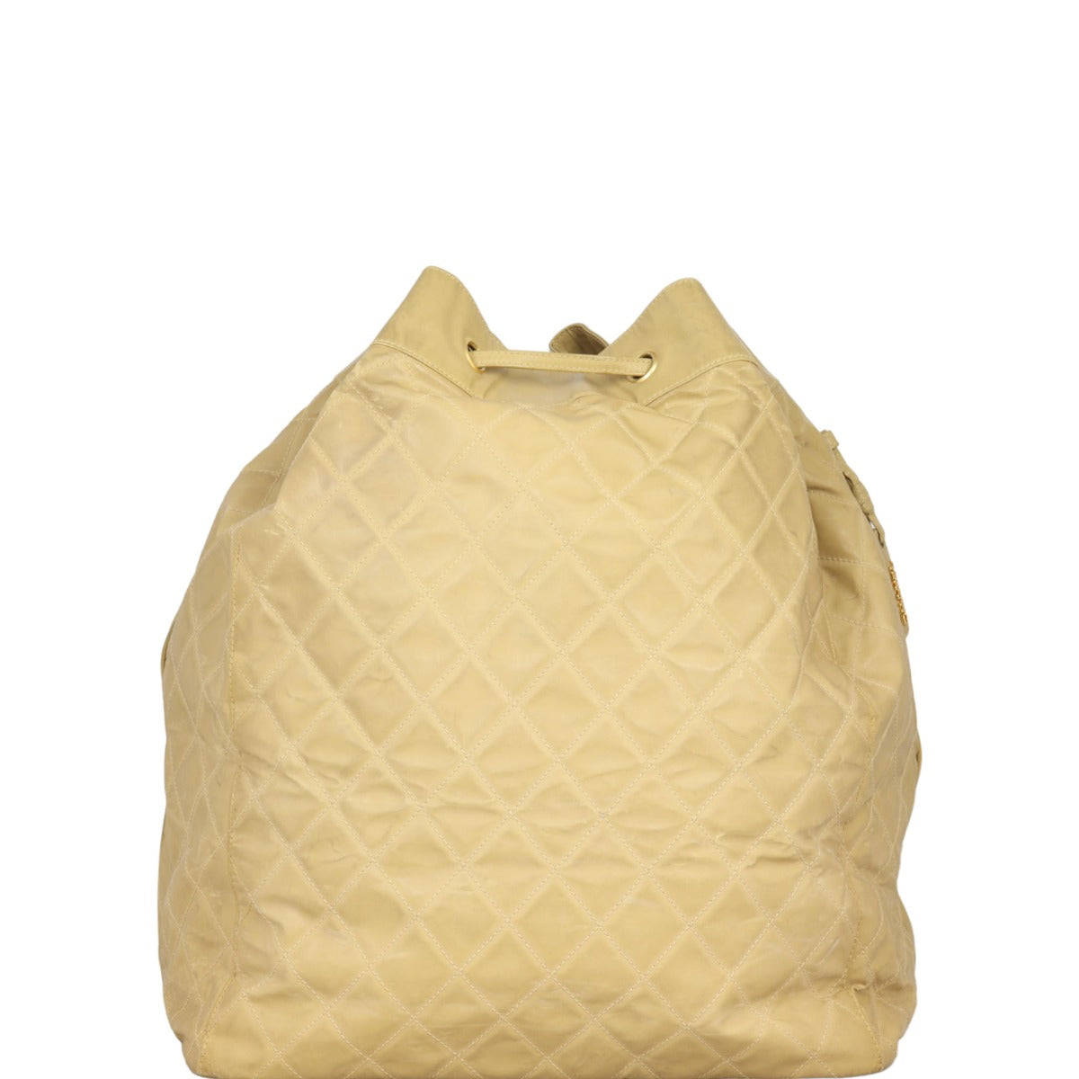 Chanel CC Drawstring Bag Quilted Beige Jewelry