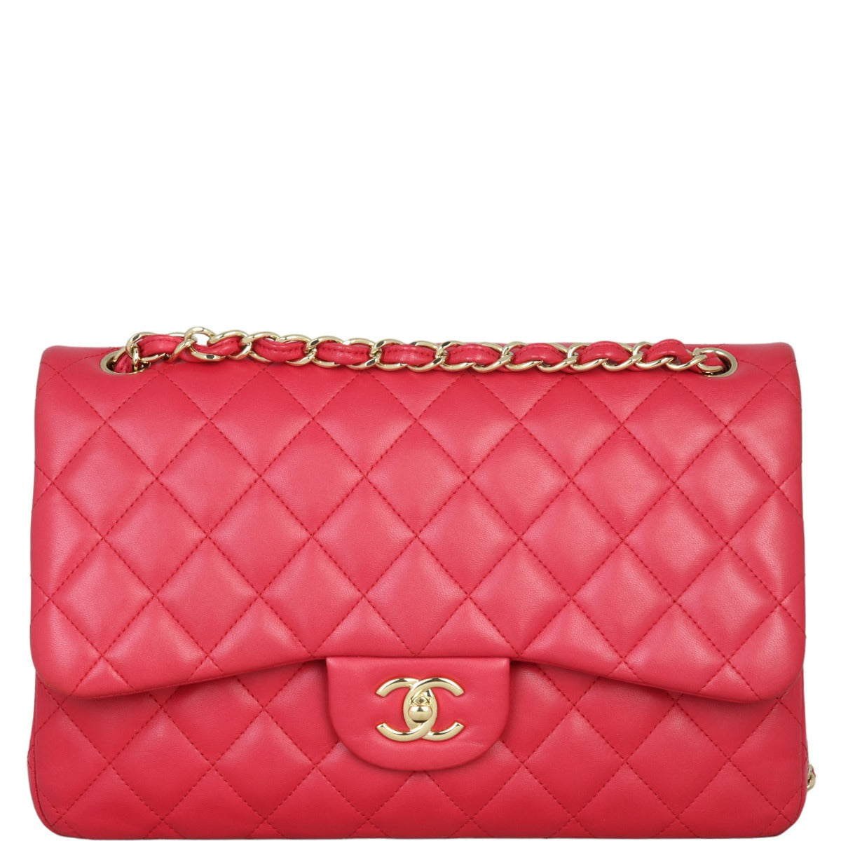 Chanel Classic Double Jumbo Raspberry Handbag Red Flap