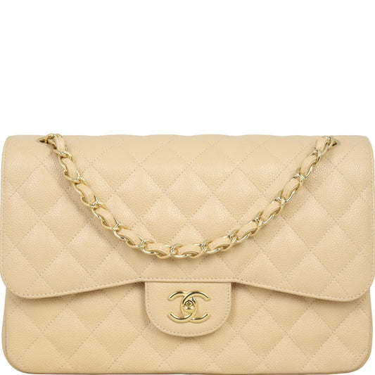 Chanel Classic Double Jumbo Handbag Beige Flap