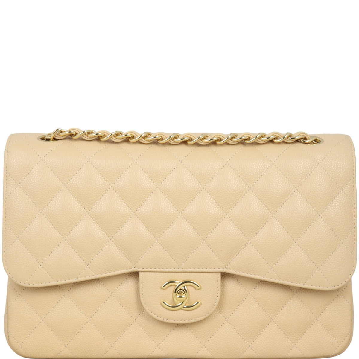 Chanel Classic Double Jumbo Handbag Beige Flap