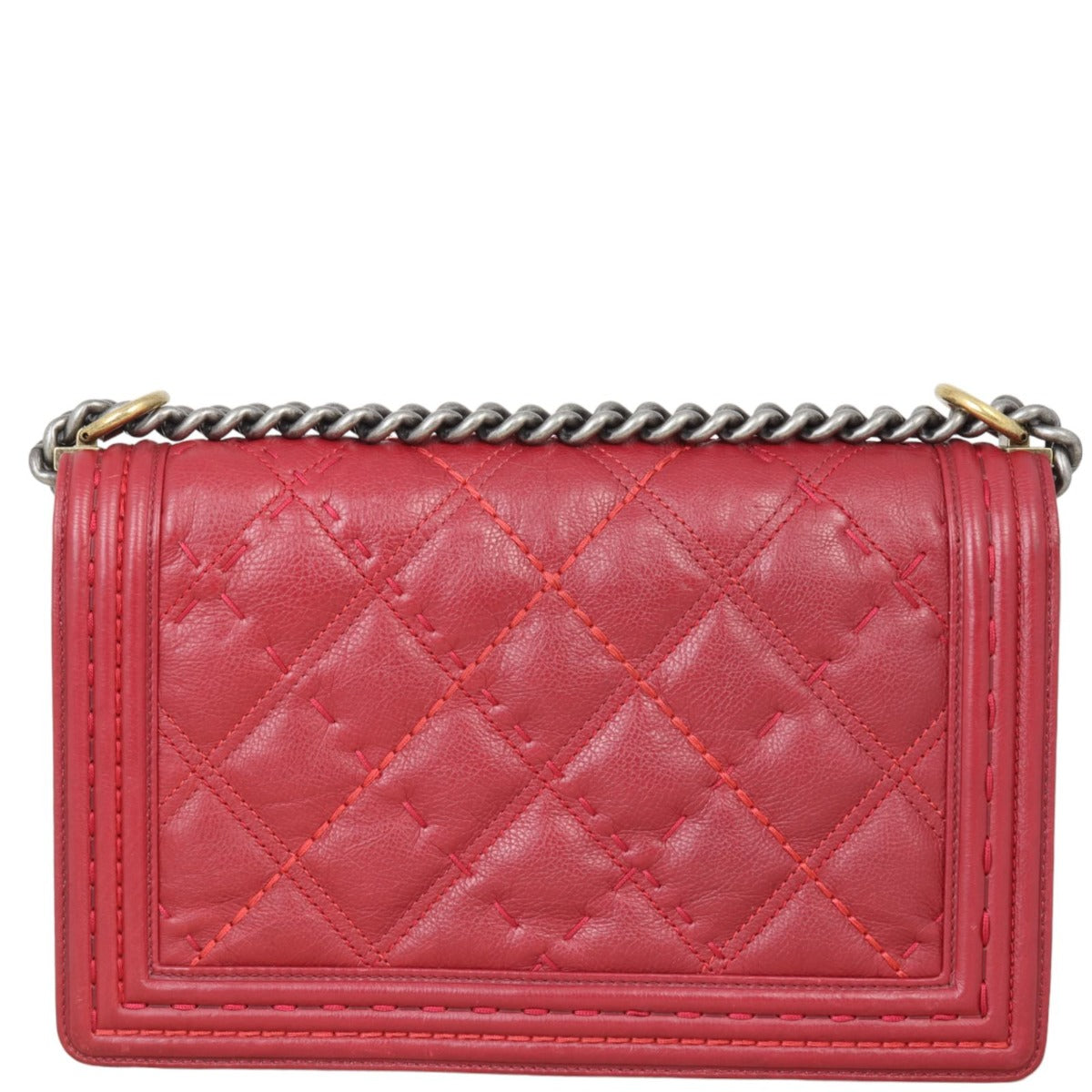 Chanel Boy New Wild Stitch Handbag Red Medium