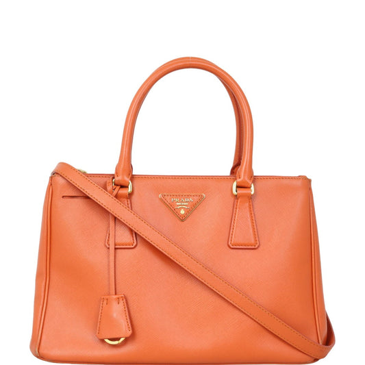 Prada Tote Bag Lux Galleria Double Tote 18 Saffiano Orange Small