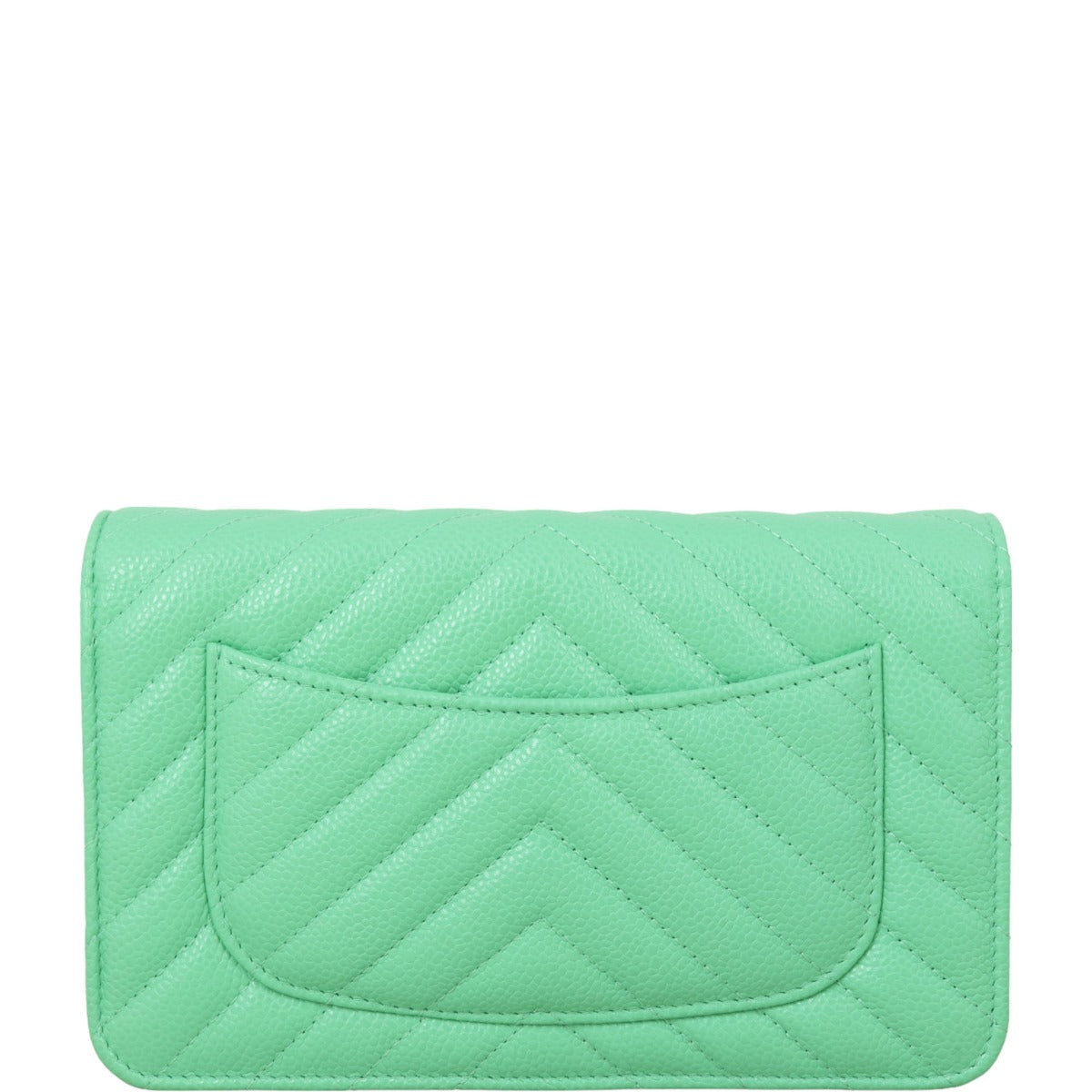 Chanel Classic Wallet on Chevron Mint Handbag Green Chain