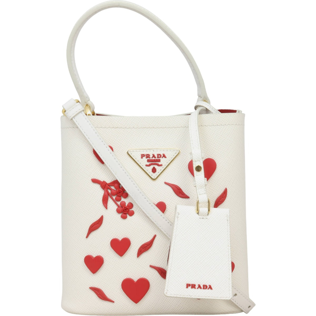 Prada Panier Saffiano Cuir Embellished Tote Handbag Small Tote Bag