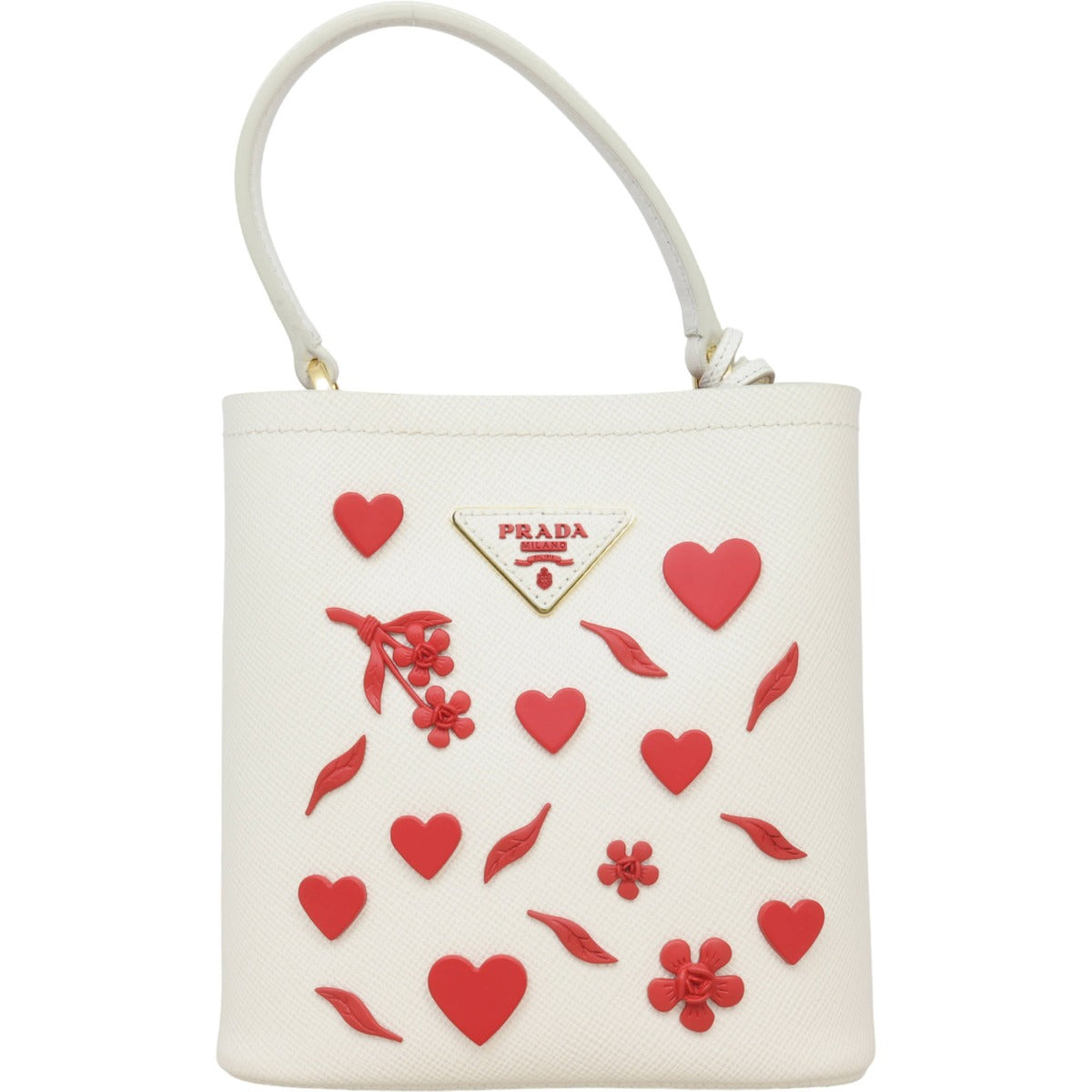 Prada Panier Saffiano Cuir Embellished Tote Handbag Small Tote Bag