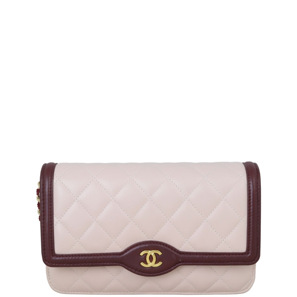 Chanel Two-Tone Wallet on Handbag Pink Chain