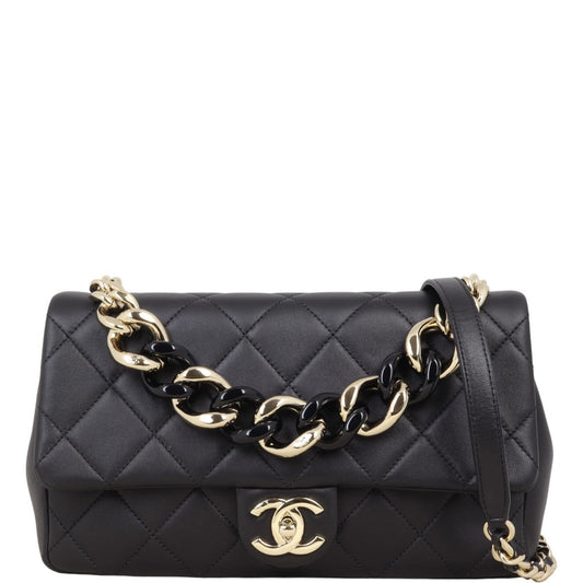 Chanel Elegant Plexi Double Bag Chain Flap Handbag
