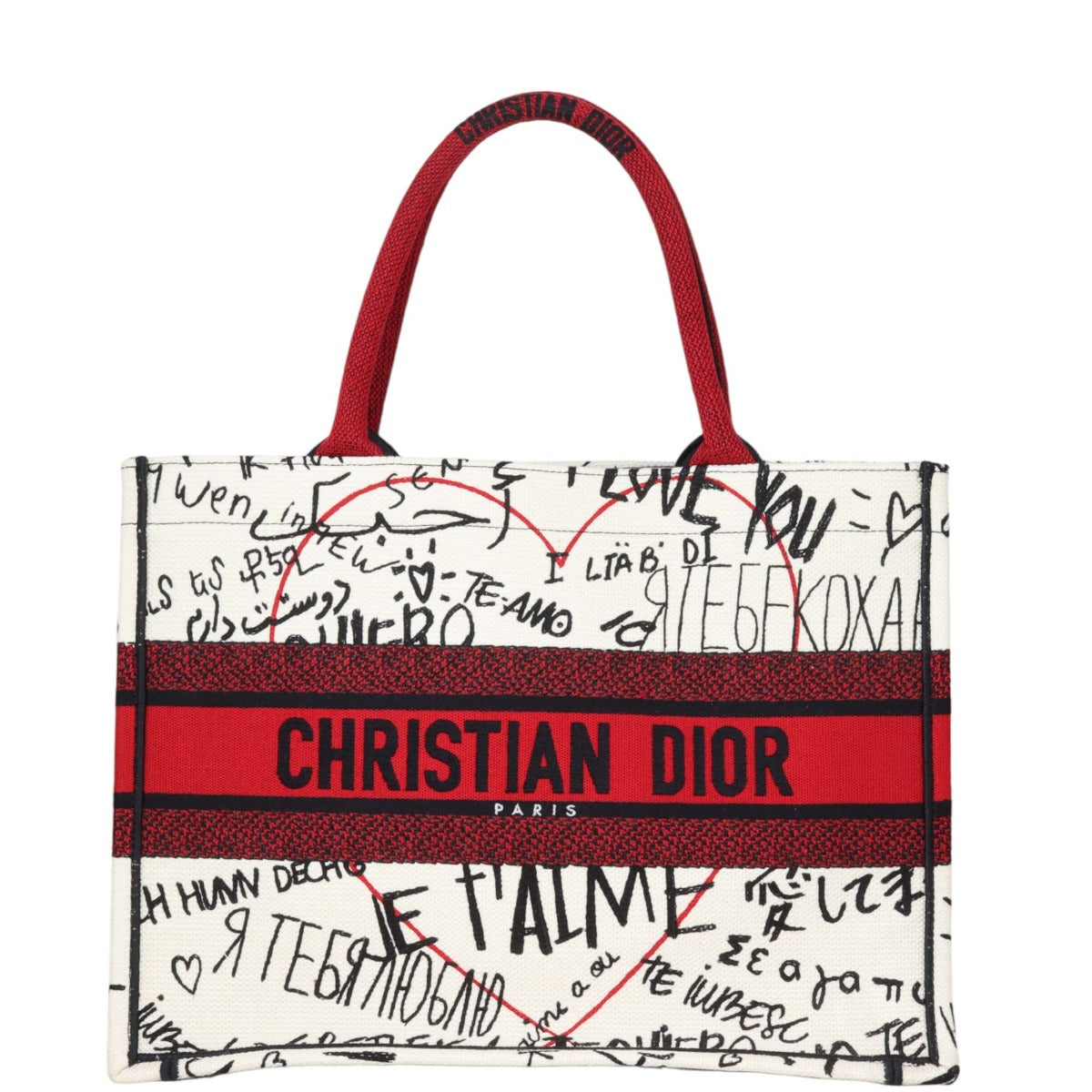 Dior Tote Bag Book Tote Amour Graffiti Canvas Medium