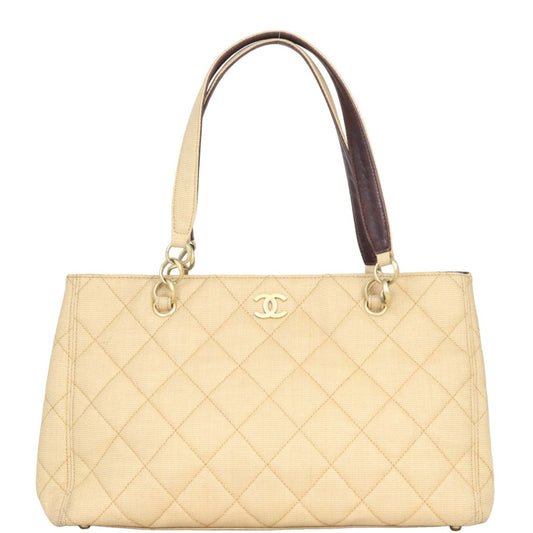 Chanel CC Tote Canvas Quilted Tote Bag