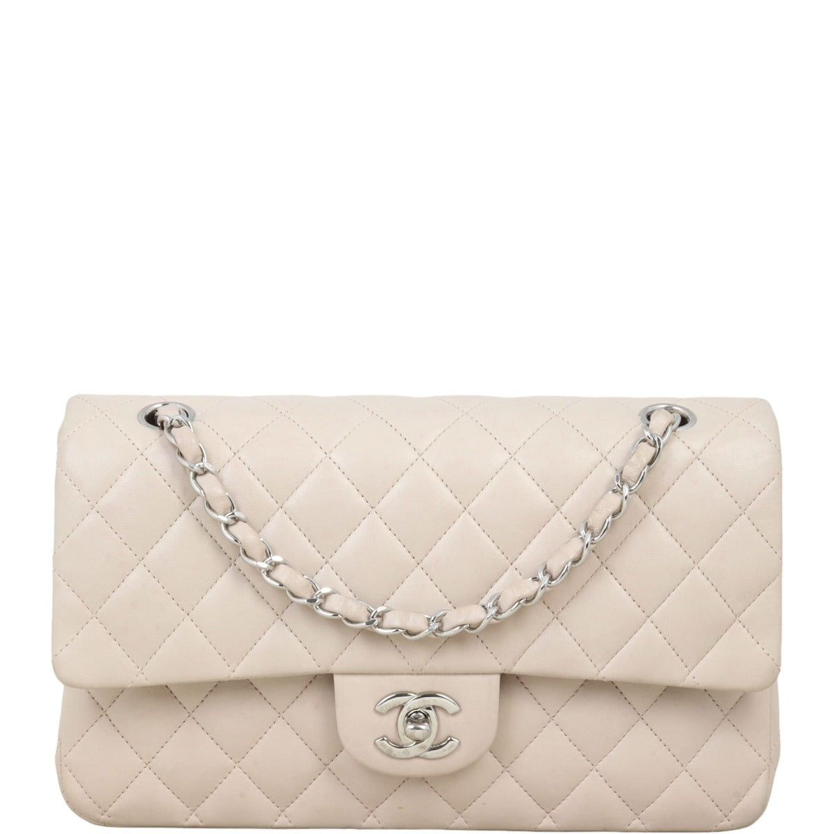 Chanel Classic Double Light Handbag Beige Medium