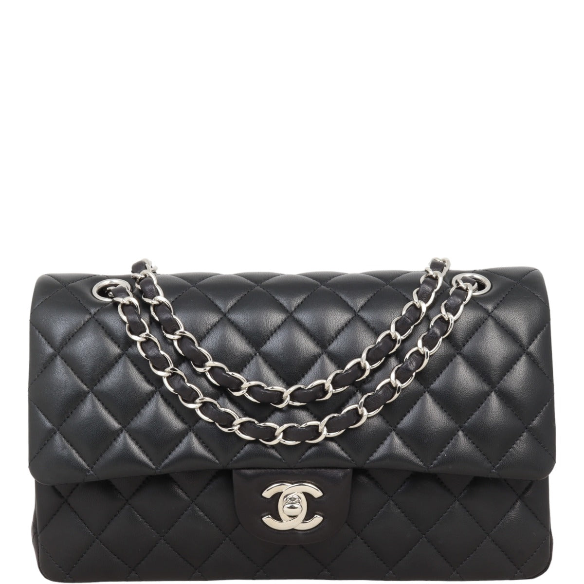 Chanel Classic Double Lambskin Handbag Black Medium Flap Medium15012024