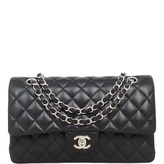 Chanel Classic Double Lambskin Handbag Black Medium Flap Medium15012024