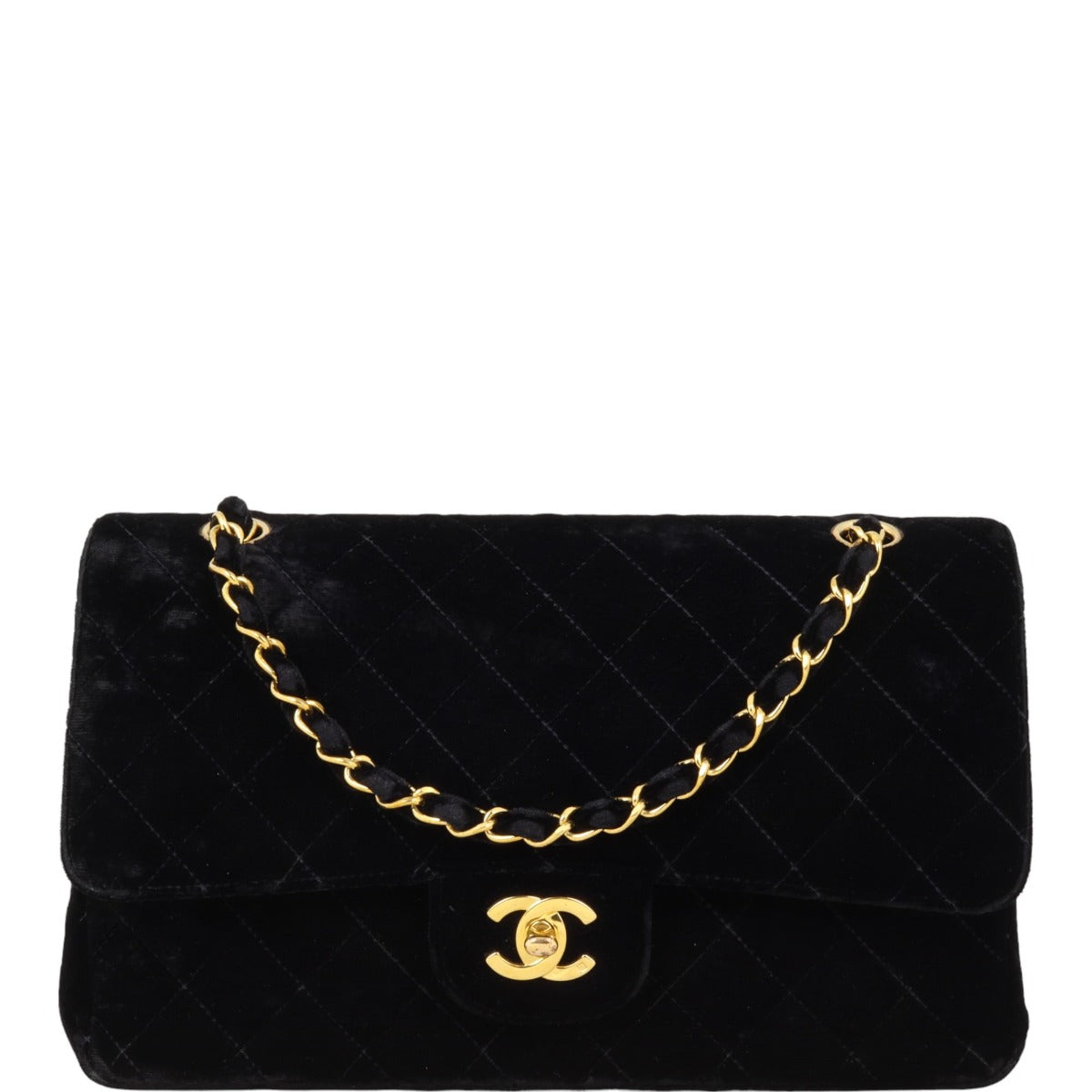 Chanel Classic Double Velvet Handbag Medium Flap