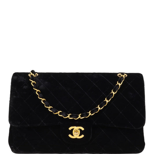Chanel Classic Double Velvet Handbag Medium Flap