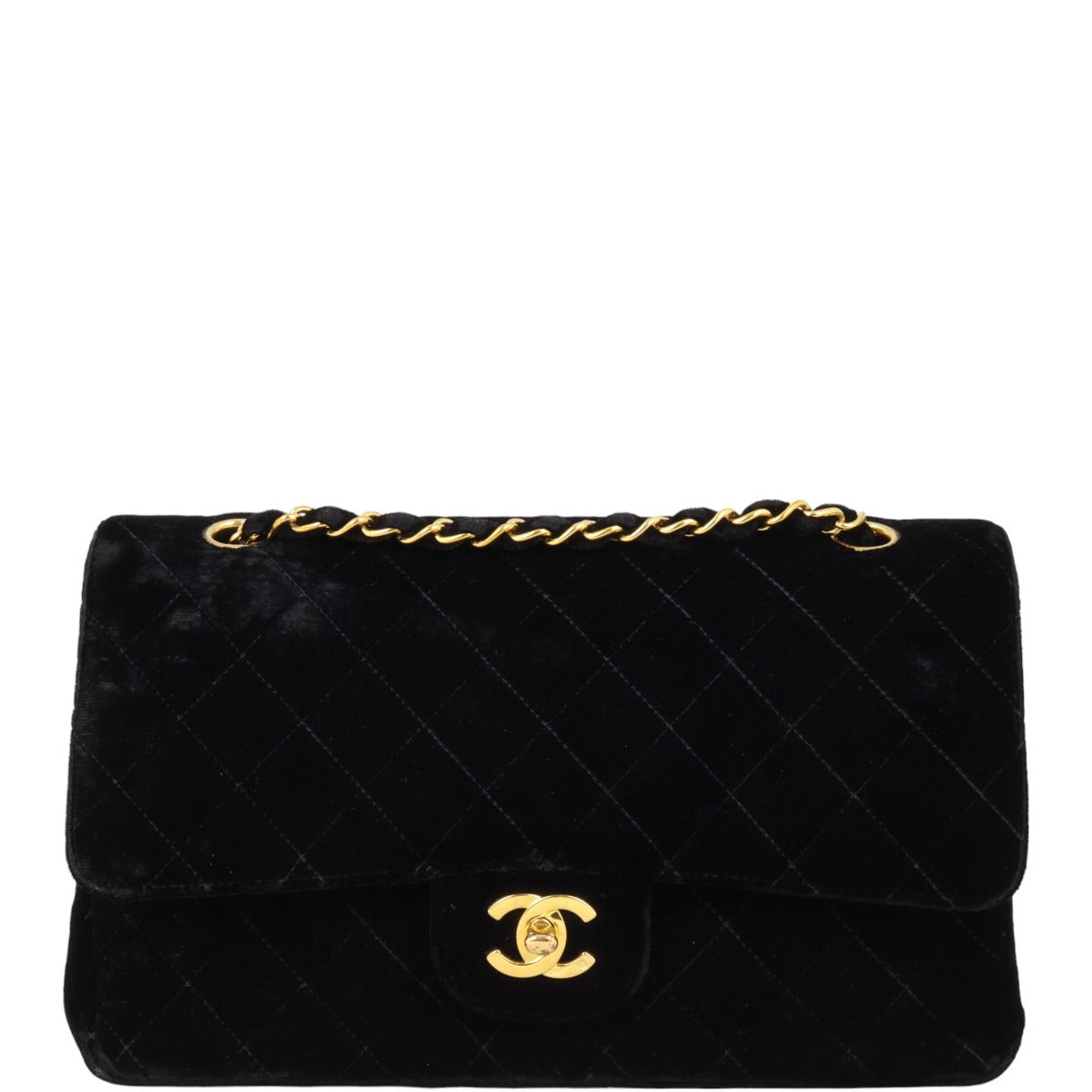 Chanel Classic Double Velvet Handbag Medium Flap